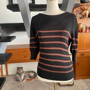 Evereve Black and Brown Stripped Sweater